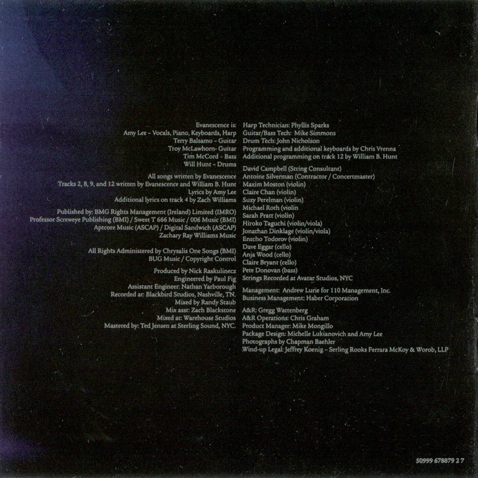 Cartula Interior Frontal de Evanescence - Evanescence