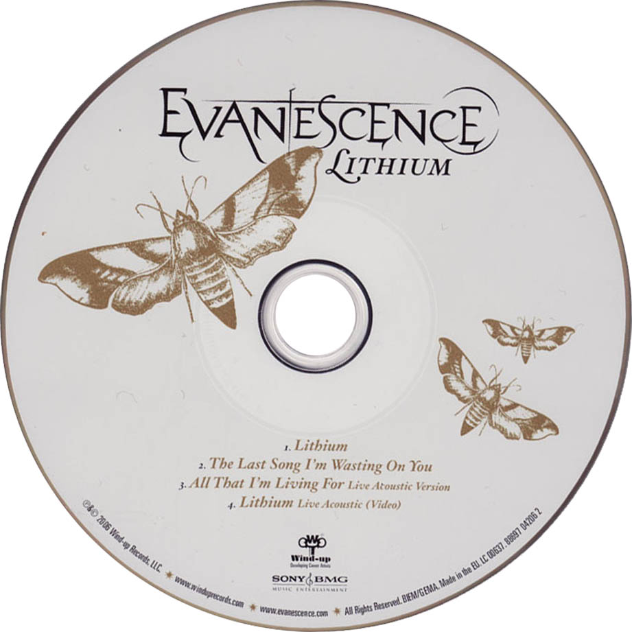 Cartula Cd de Evanescence - Lithium (Parte 2) (Cd Single)