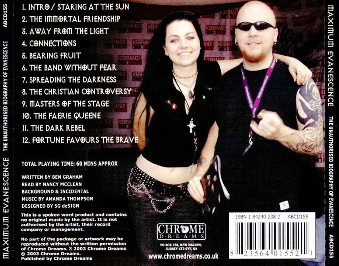 Cartula Trasera de Evanescence - Maximum Evanescence The Unauthorised Biography Of Evanescence