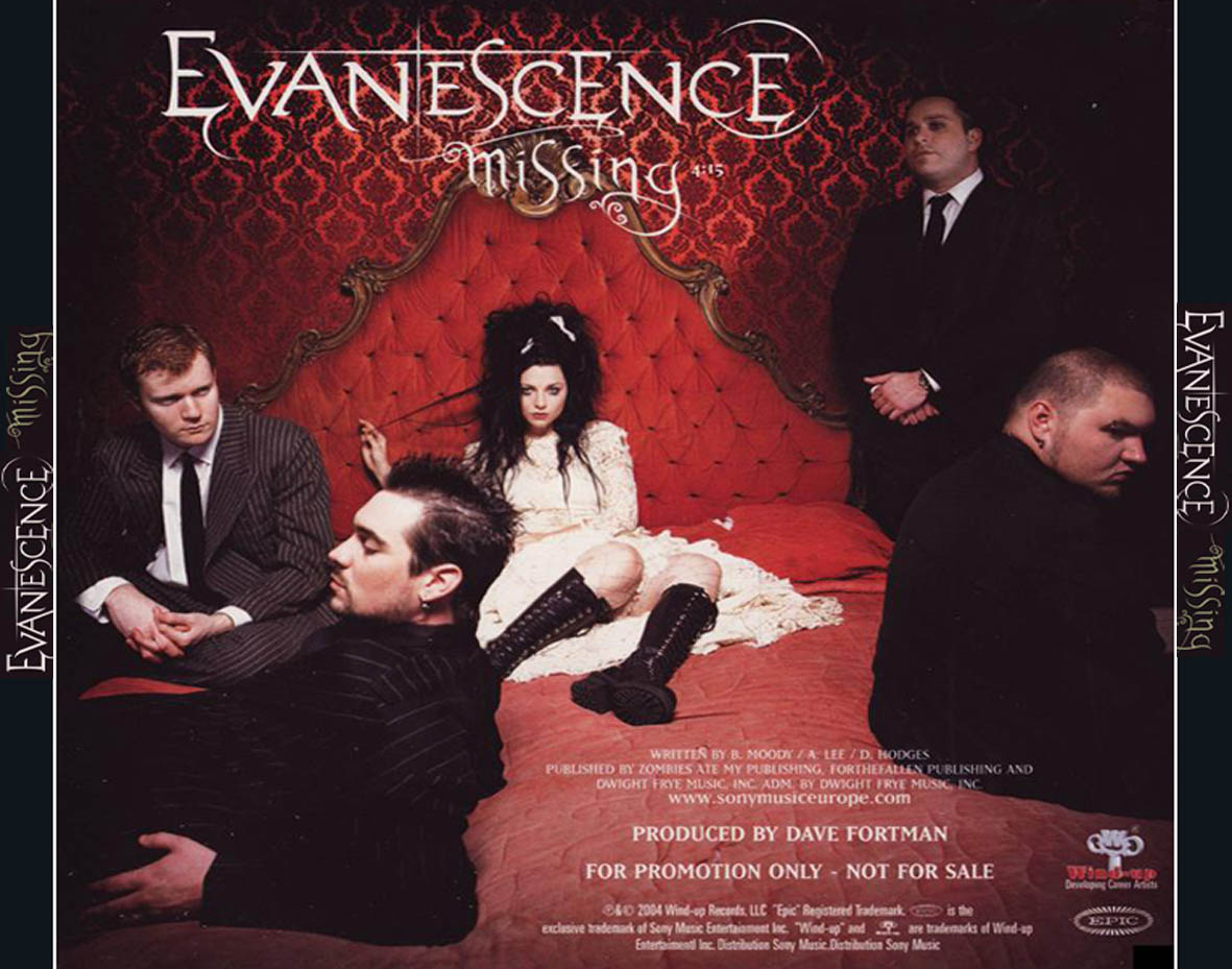 Cartula Trasera de Evanescence - Missing (Cd Single)