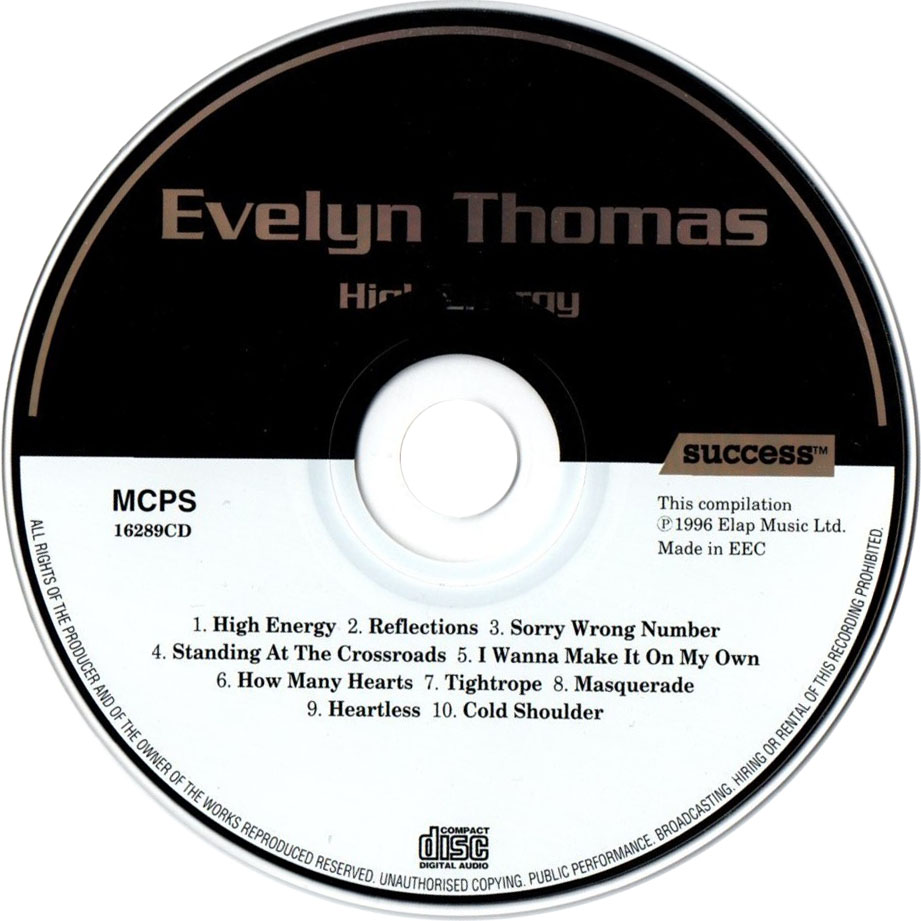 Cartula Cd de Evelyn Thomas - High Energy