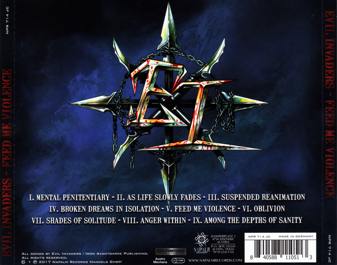 Cartula Trasera de Evil Invaders - Feed Me Violence
