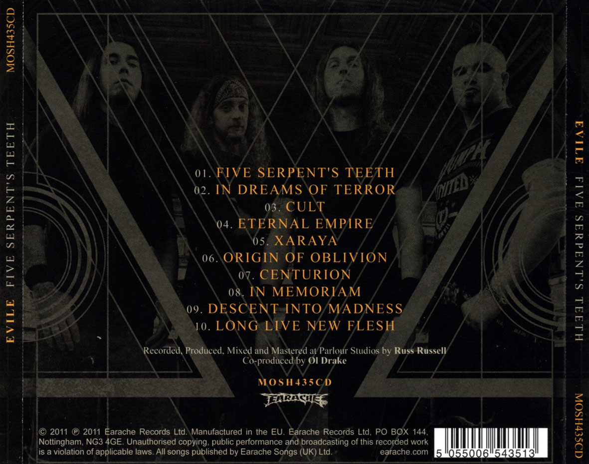 Cartula Trasera de Evile - Five Serpent's Teeth