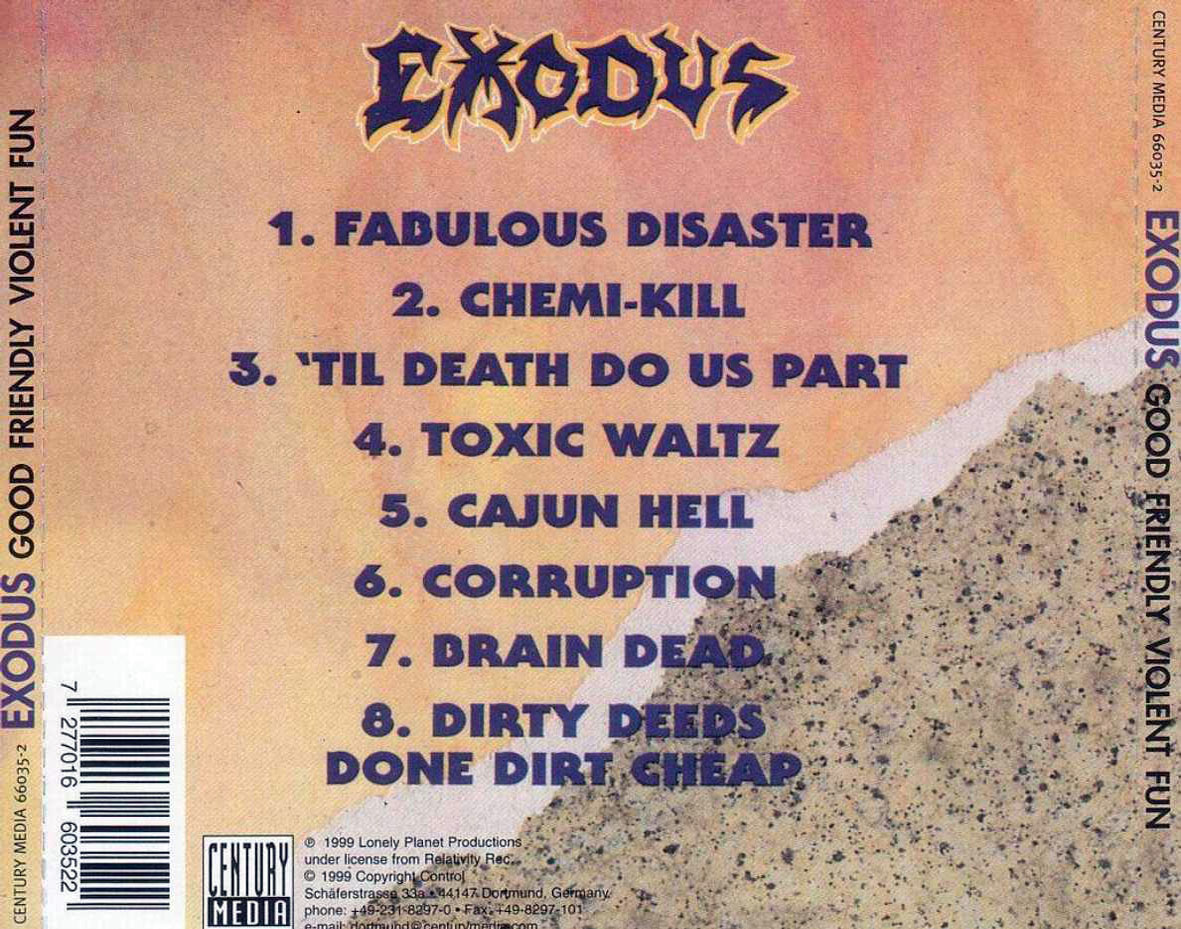 Cartula Trasera de Exodus - Good Friendly Violent Fun