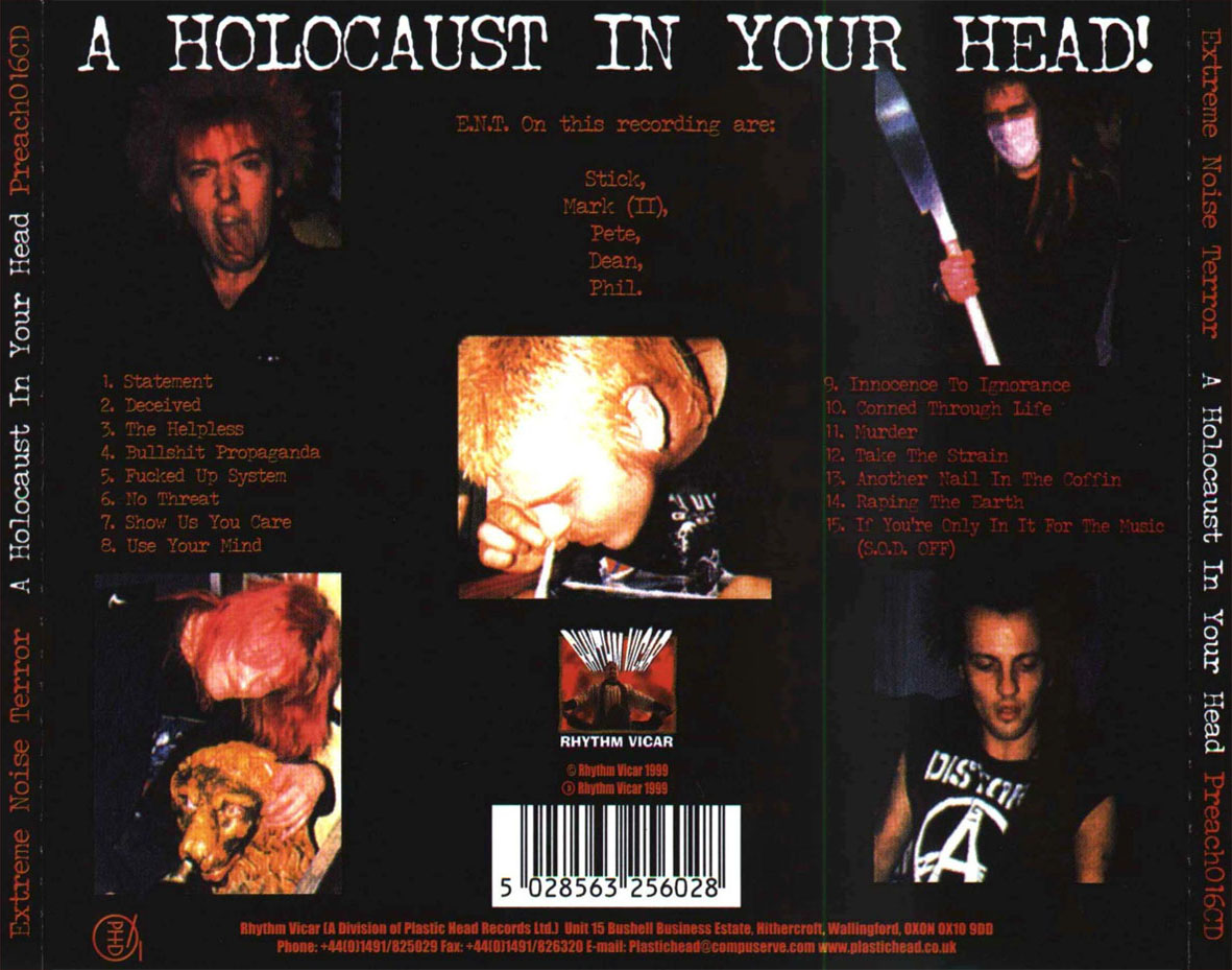 Cartula Trasera de Extreme Noise Terror - A Holocaust In Your Head!