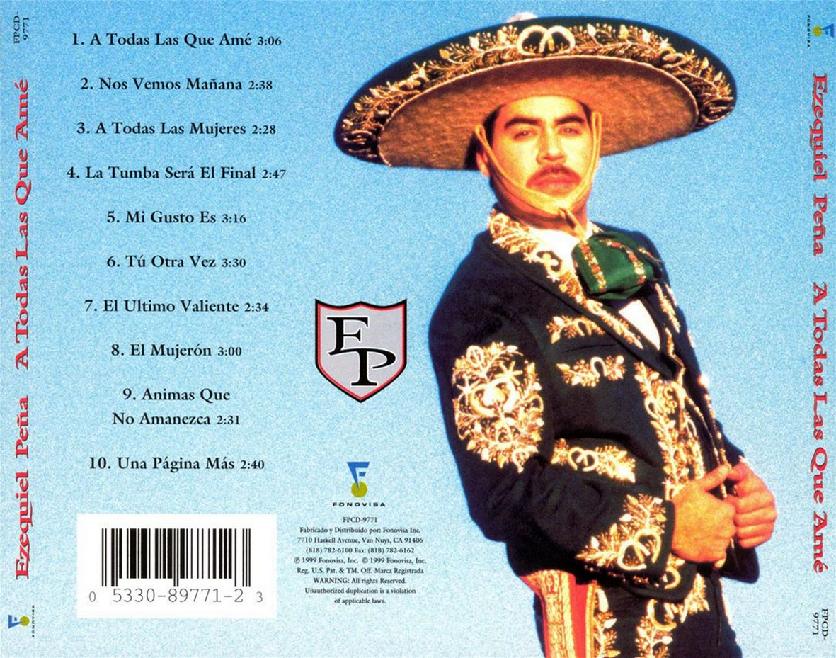 Cartula Trasera de Ezequiel Pea - A Todas Las Que Ame