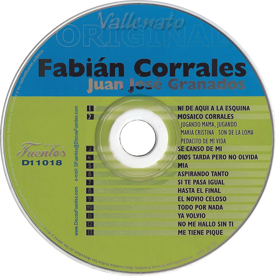 Carátula Cd de Fabian Corrales & Juan Jose Granados - Vallenato Original
