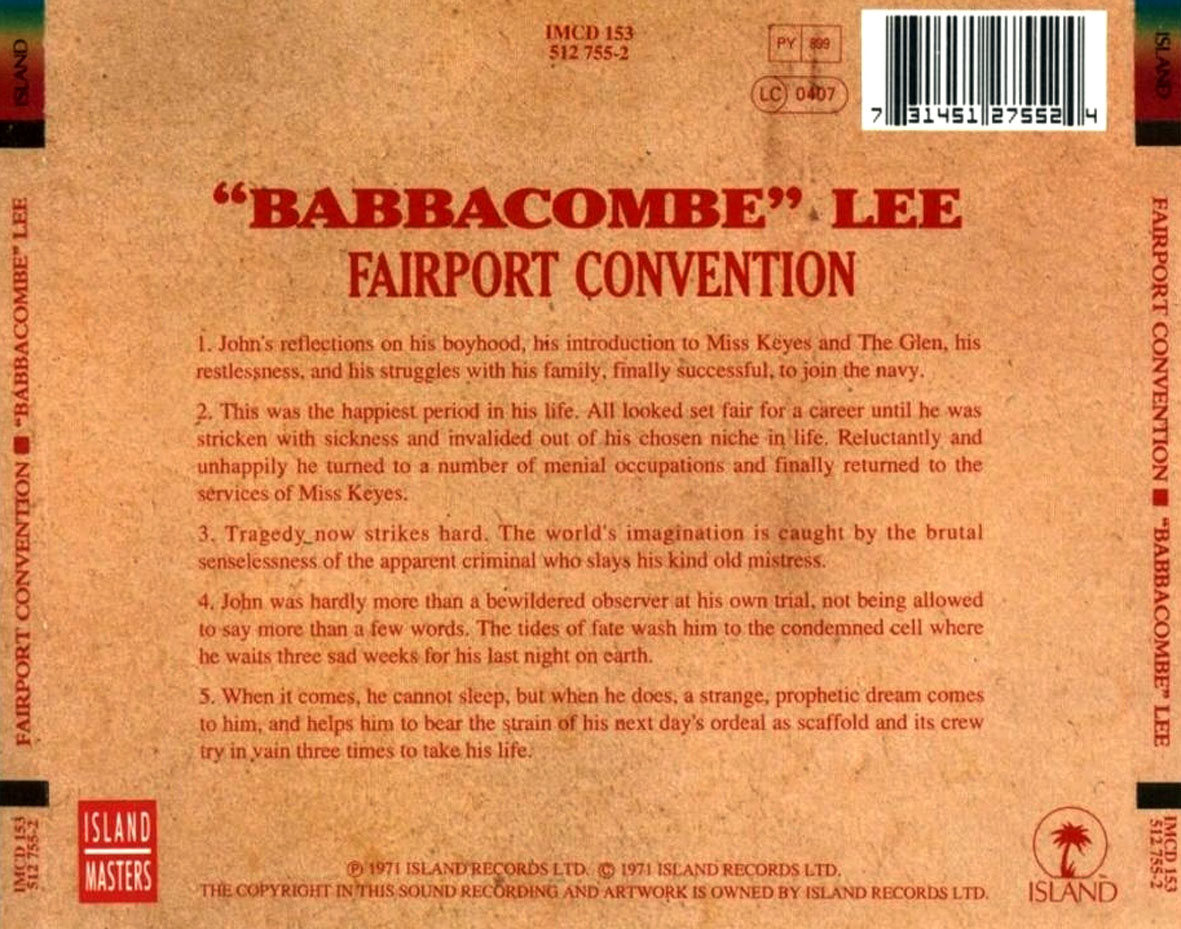 Cartula Trasera de Fairport Convention - Babbacombe Lee