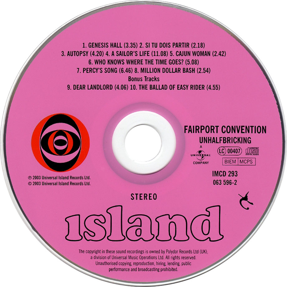 Cartula Cd de Fairport Convention - Unhalfbricking (2003)