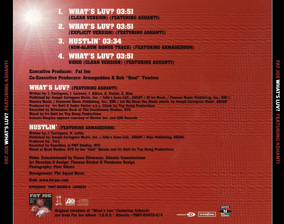 Cartula Trasera de Fat Joe - What's Luv? (Featuring Ashanti) (Cd Single)