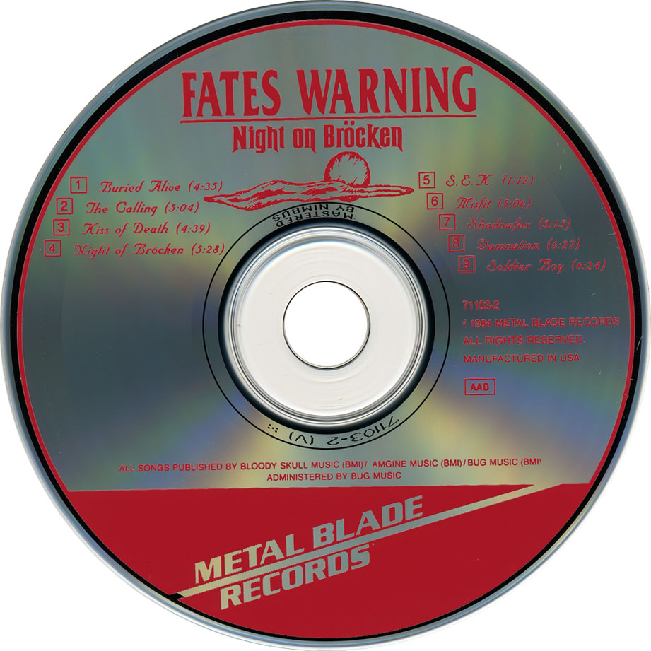 Cartula Cd de Fates Warning - Night On Brcken