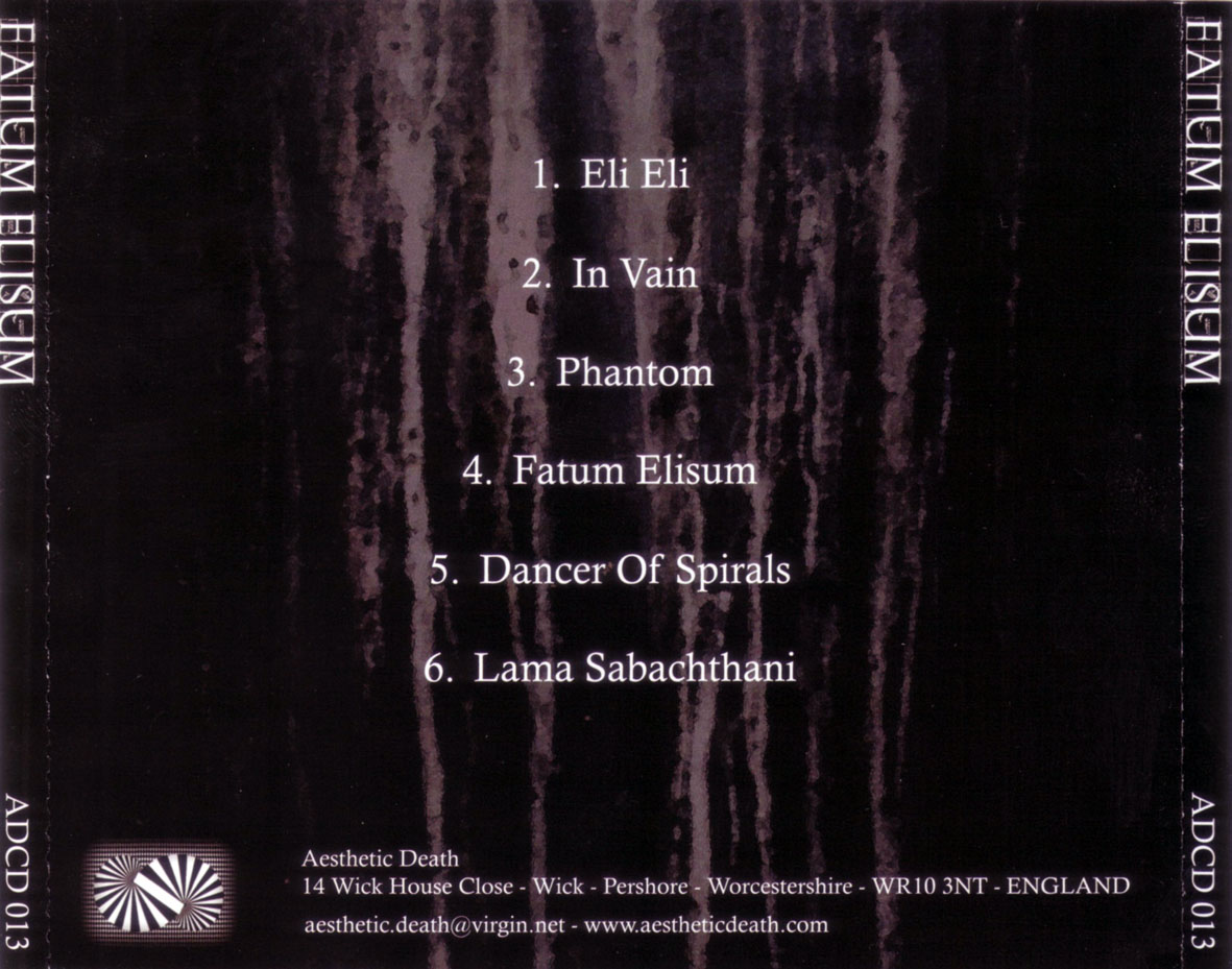 Cartula Trasera de Fatum Elisum - Fatum Elisum