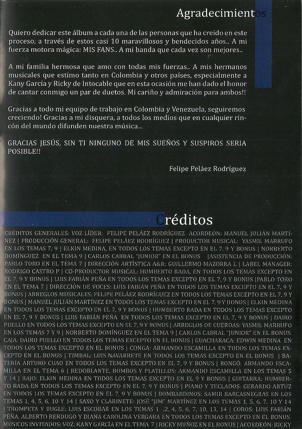 Cartula Interior Trasera de Felipe Pelaez & Manuel Julian - Diferente (Edicion Limitada) (Dvd)