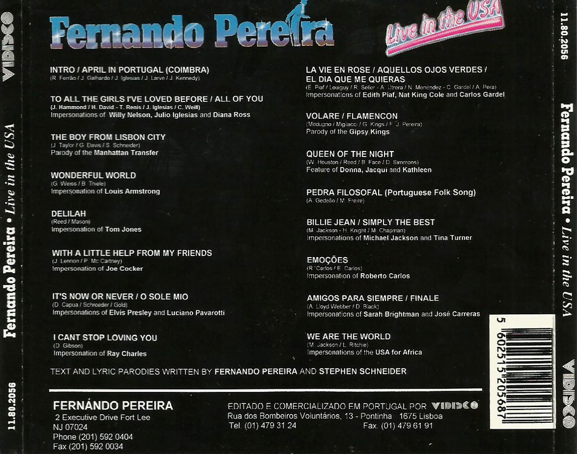 Cartula Trasera de Fernando Pereira - Live In The Usa