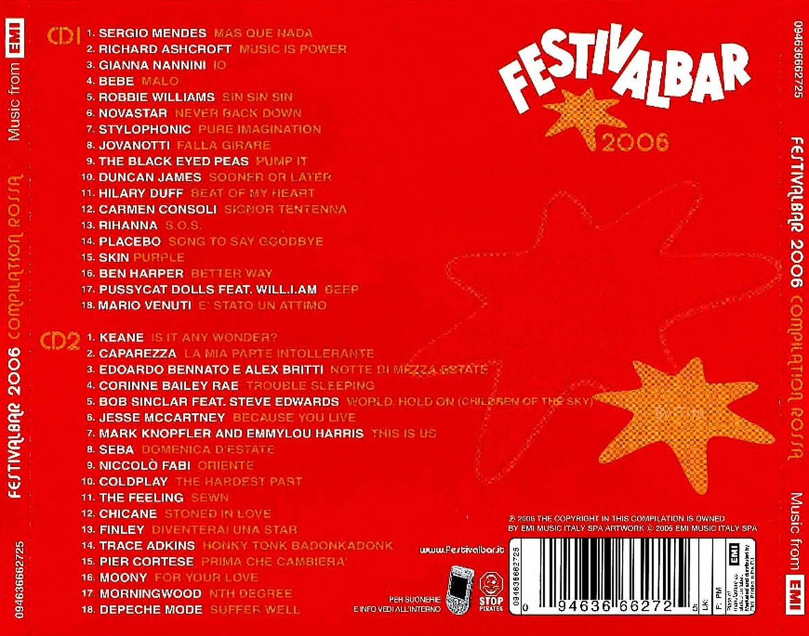 Cartula Trasera de Festivalbar 2006 Compilation Rossa
