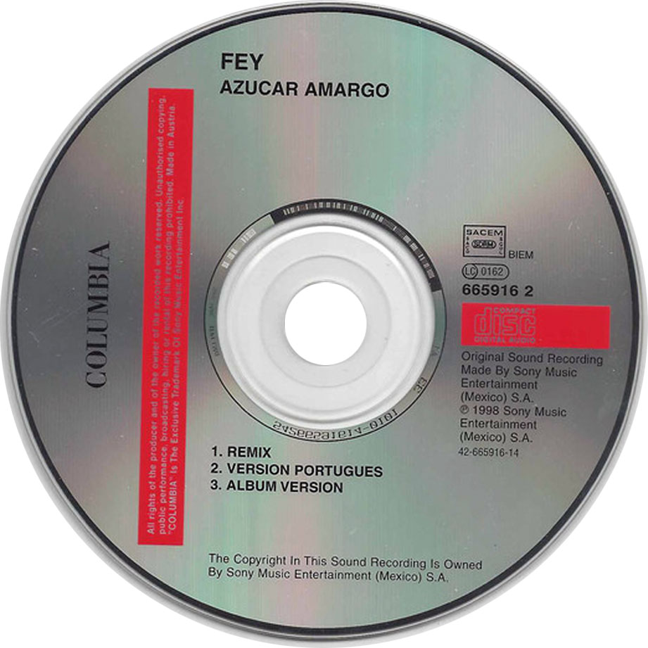 Cartula Cd de Fey - Azucar Amargo (Remixes) (Cd Single)