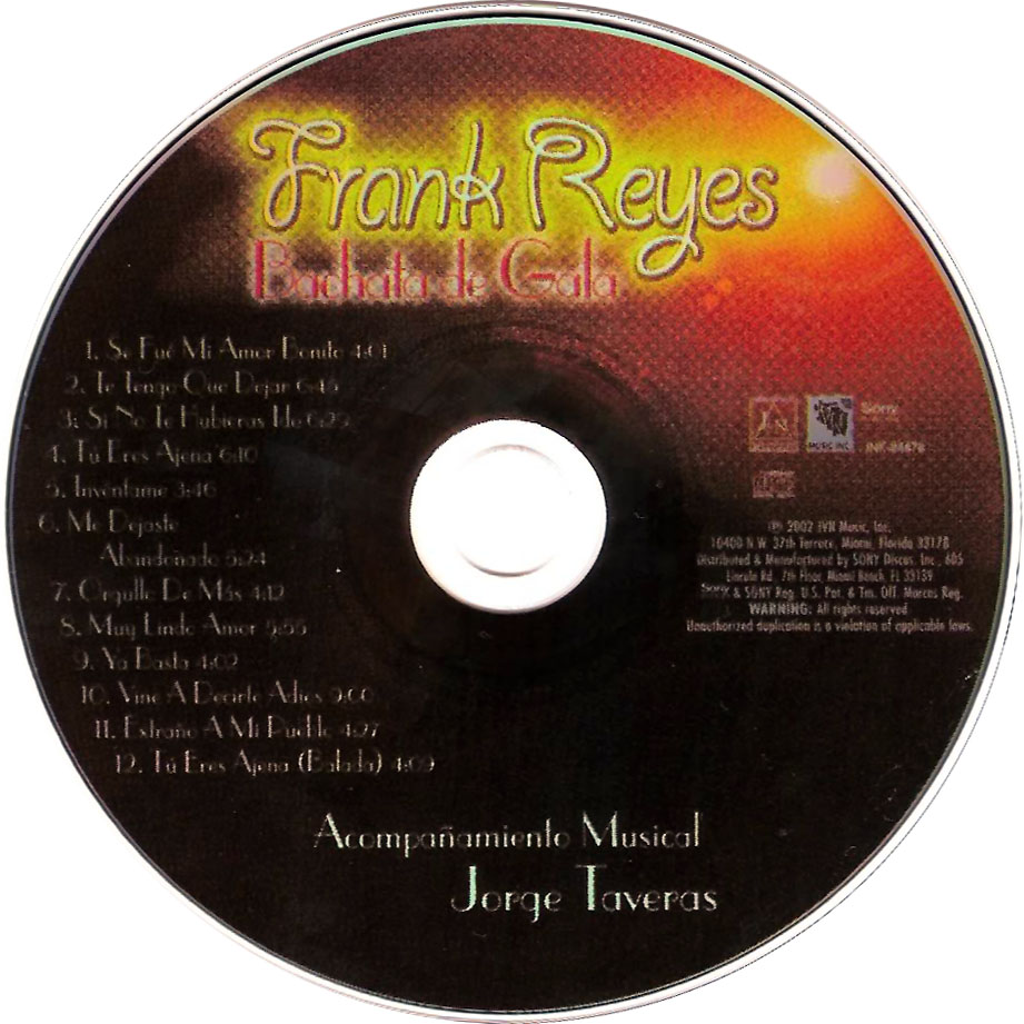 Car tula Cd de Frank Reyes - Bachata De Gala - Portada