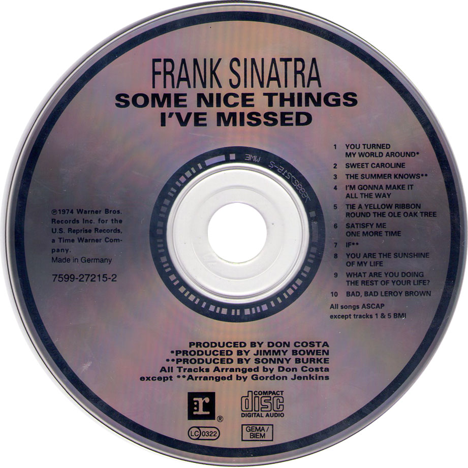 Cartula Cd de Frank Sinatra - Some Nice Things I've Missed