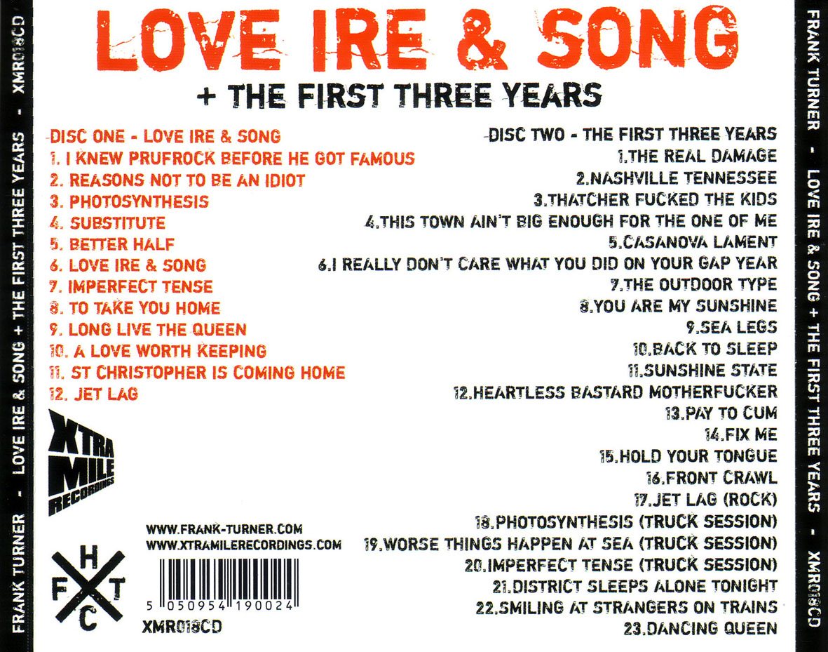 Cartula Trasera de Frank Turner - Love Ire & Song + The First Three Years