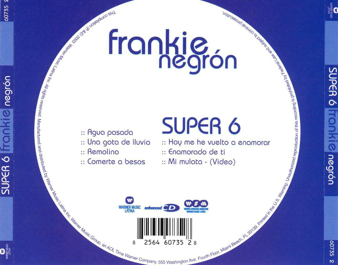 Cartula Trasera de Frankie Negron - Super 6 (Ep)