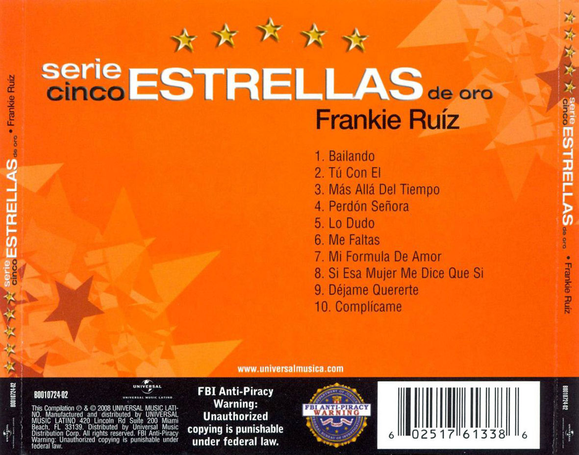 Cartula Trasera de Frankie Ruiz - Serie Cinco Estrellas De Oro