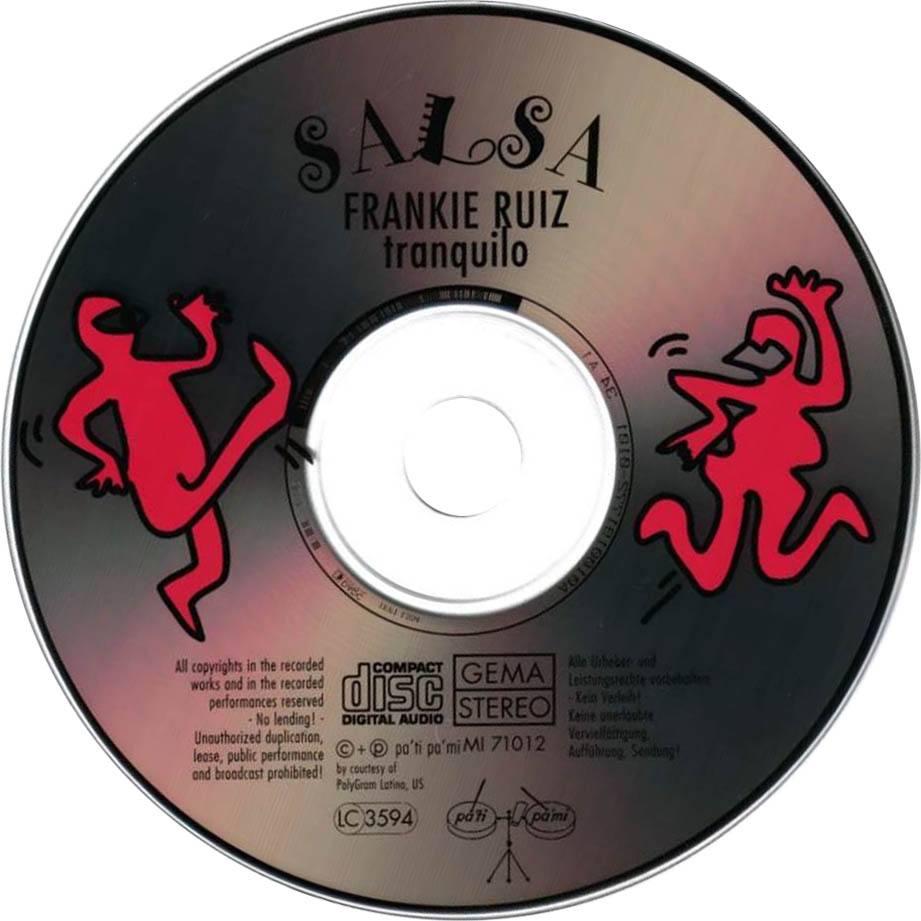 Cartula Cd de Frankie Ruiz - Tranquilo