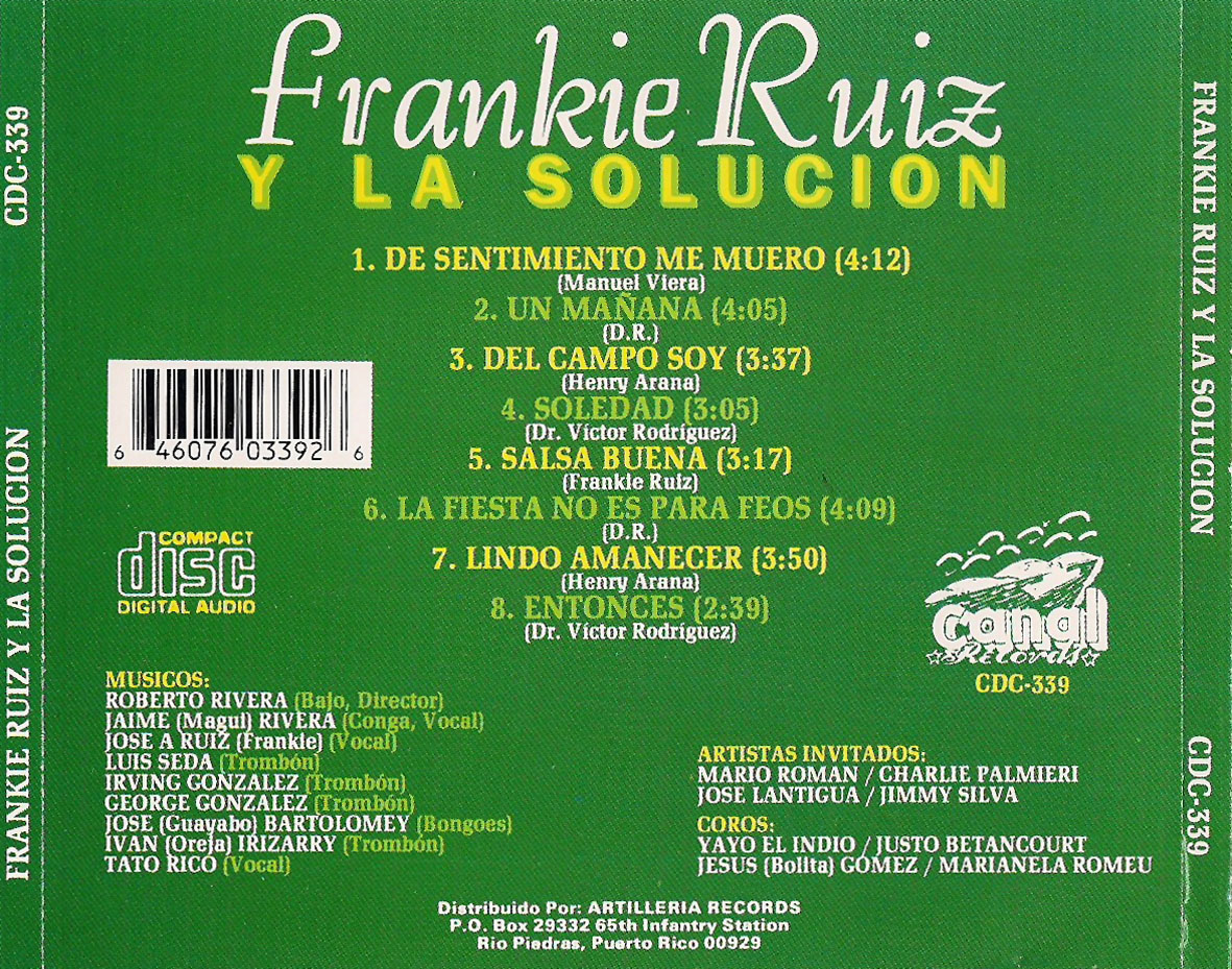 Cartula Trasera de Frankie Ruiz Y La Solucion - Frankie Ruiz Y La Solucion