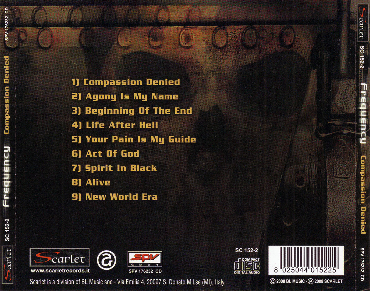 Cartula Trasera de Frequency - Compassion Denied