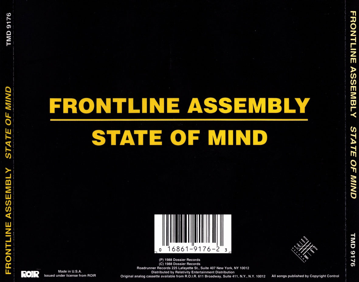 Cartula Trasera de Front Line Assembly - State Of Mind