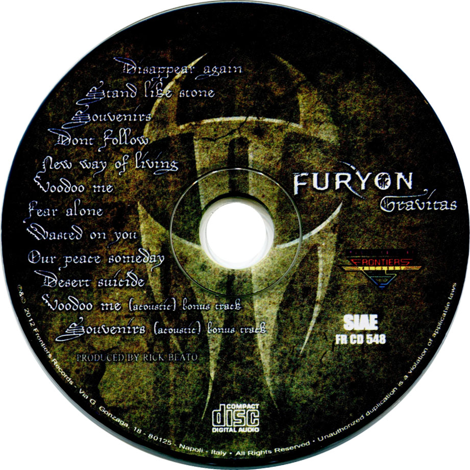 Cartula Cd de Furyon - Gravitas