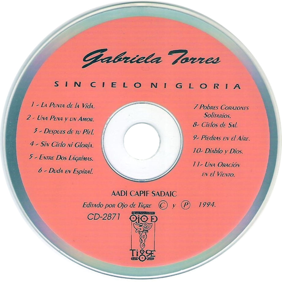 Cartula Cd de Gabriela Torres - Sin Cielo Ni Gloria