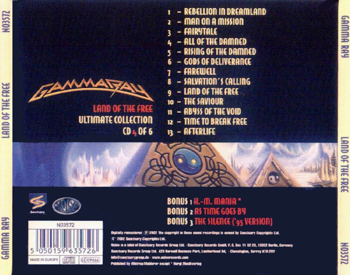 Cartula Trasera de Gamma Ray - Land Of The Free (Ultimate Collection)