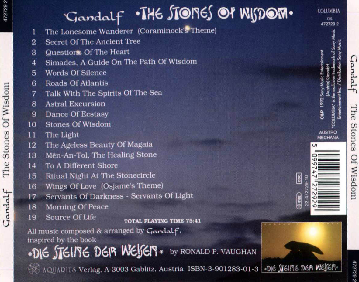 Cartula Trasera de Gandalf - The Stones Of Wisdom