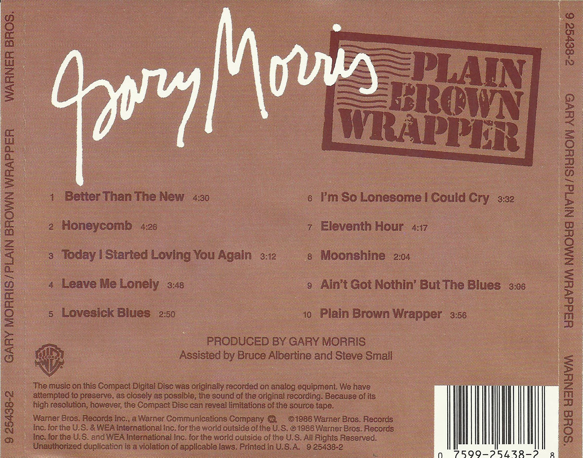 Cartula Trasera de Gary Morris - Plain Brown Wrapper