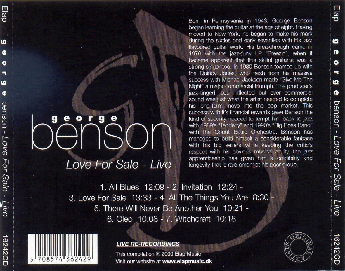 Cartula Trasera de George Benson - Love For Sale Live