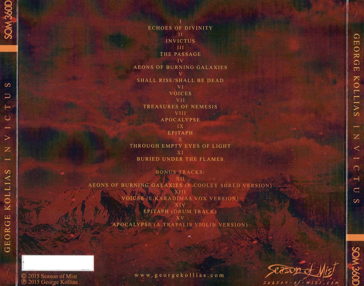 Cartula Trasera de George Kollias - Invictus (Limited Edition)