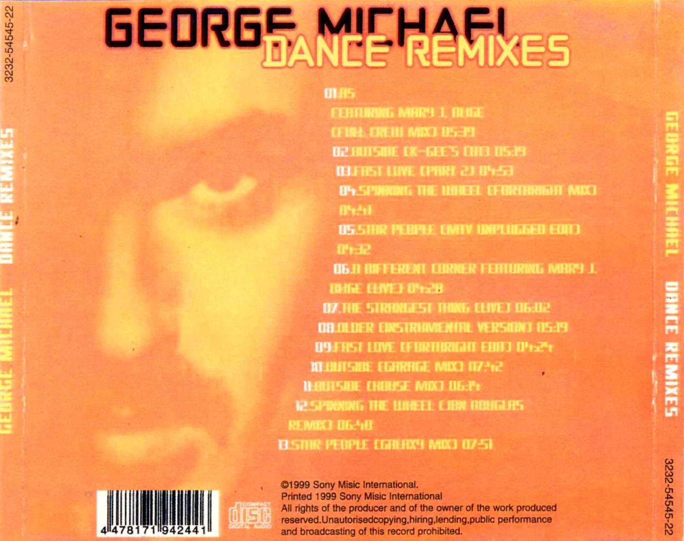 Cartula Trasera de George Michael - Dance Remixes