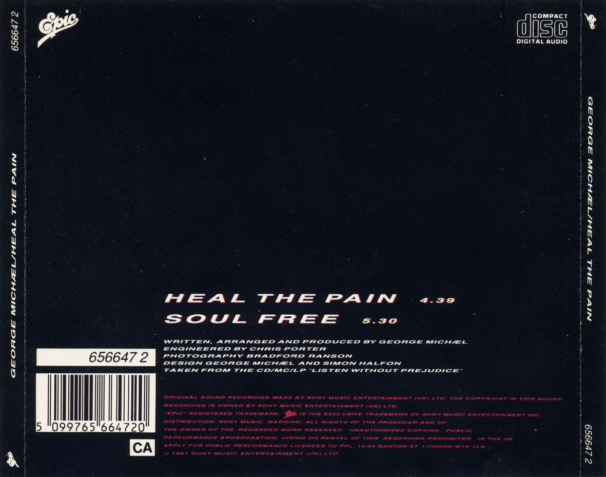 Cartula Trasera de George Michael - Heal The Pain (Cd Single)