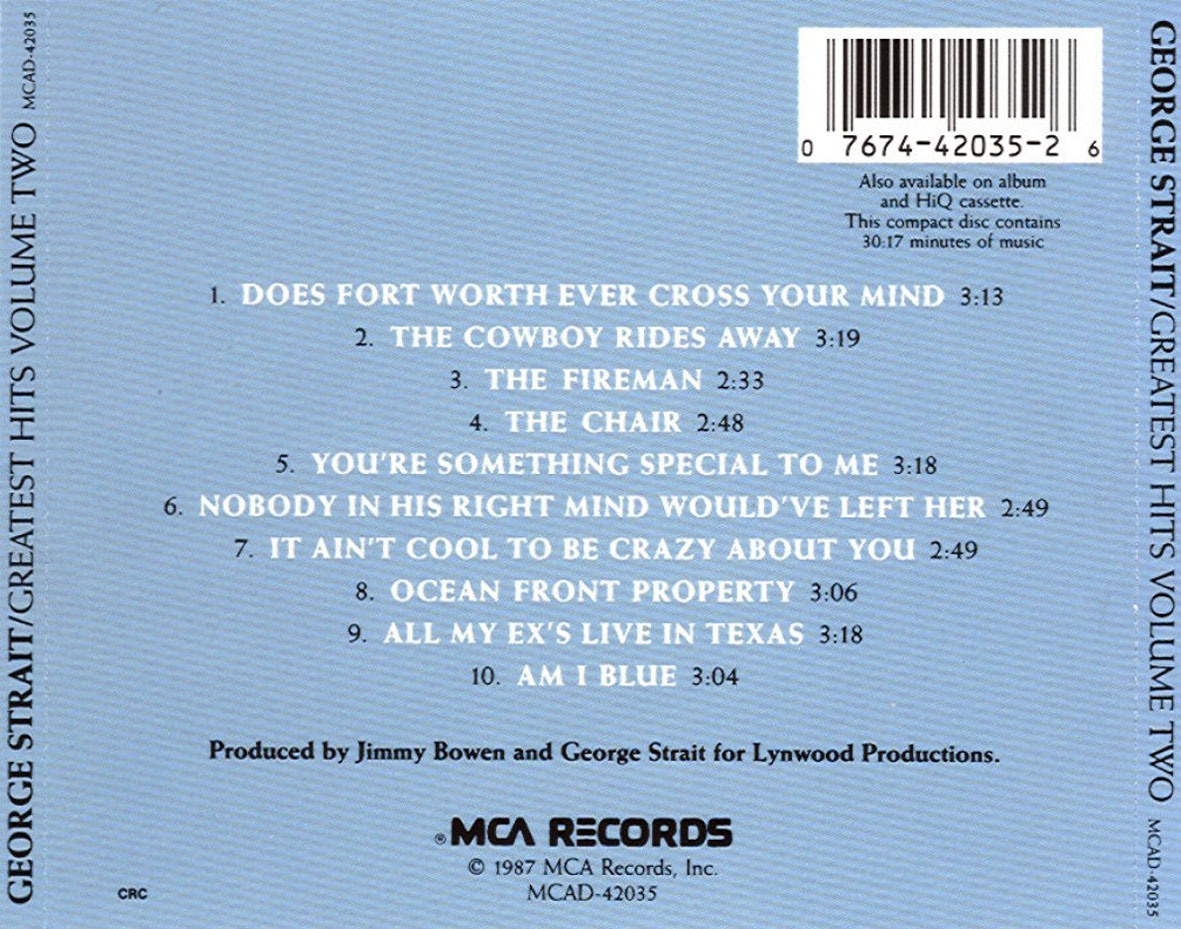 Cartula Trasera de George Strait - Greatest Hits Volume Two