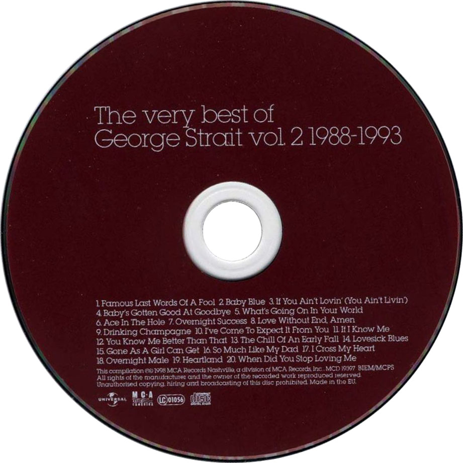 Cartula Cd de George Strait - The Very Best Of George Strait Volume 2: 1988-1993