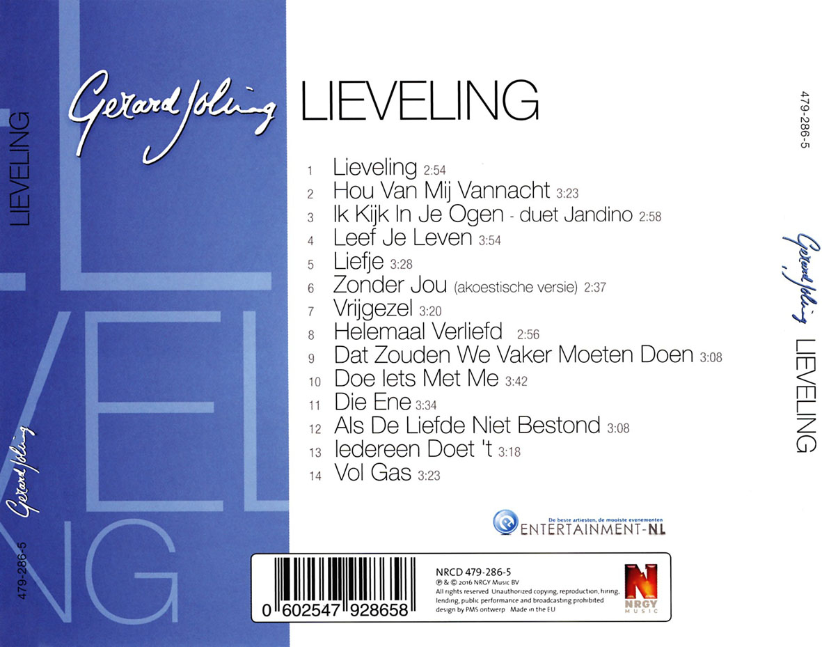 Cartula Trasera de Gerard Joling - Lieveling