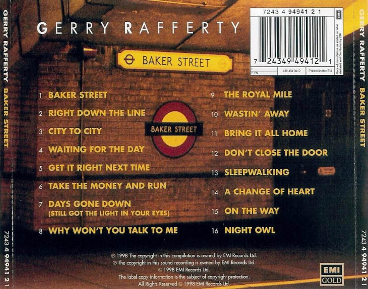 Cartula Trasera de Gerry Rafferty - Baker Street