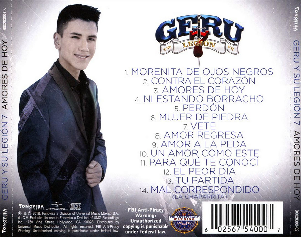 Cartula Trasera de Geru Y Su Legion 7 - Amores De Hoy