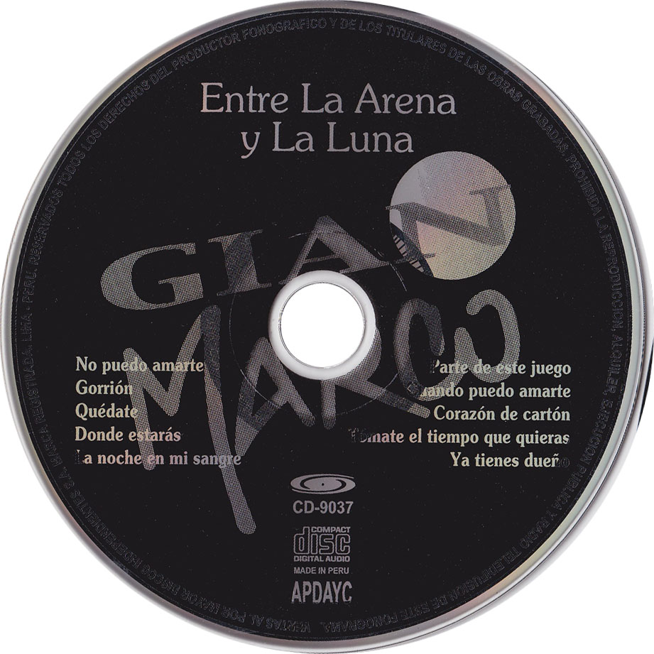 Cartula Cd de Gian Marco - Entre La Arena Y La Luna