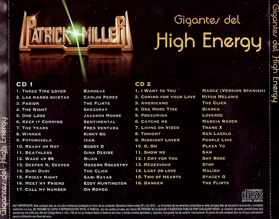 Cartula Trasera de Gigantes Del High Energy