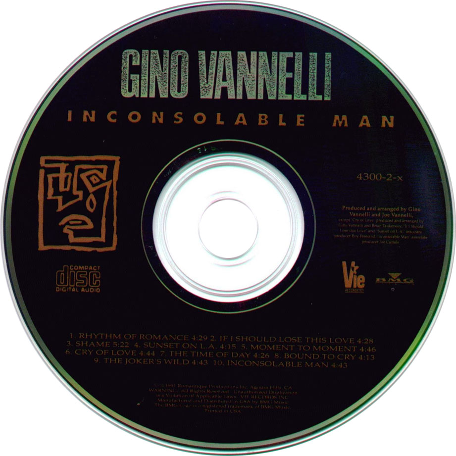 Cartula Cd de Gino Vannelli - Inconsolable Man