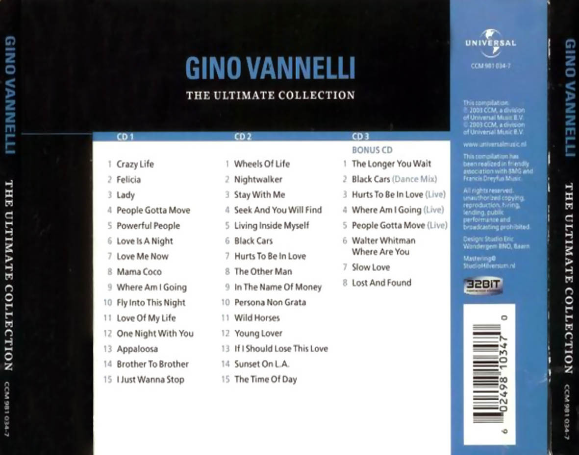Cartula Trasera de Gino Vannelli - The Ultimate Collection