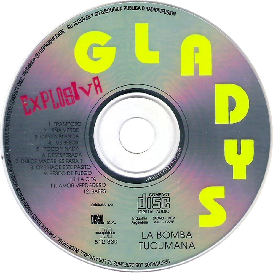 Cartula Cd de Gladys La Bomba Tucumana - Explosiva