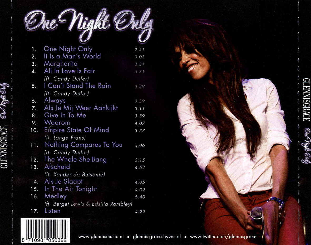 Cartula Trasera de Glennis Grace - One Night Only