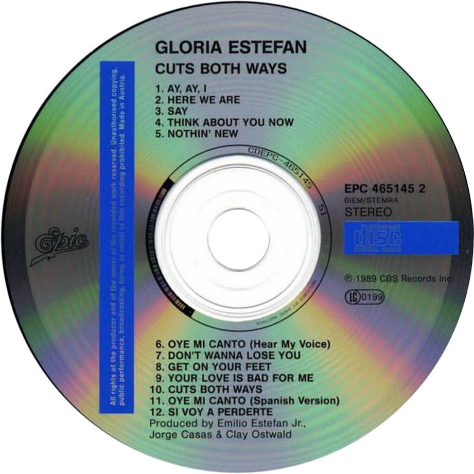 Cartula Cd de Gloria Estefan - Cuts Both Ways